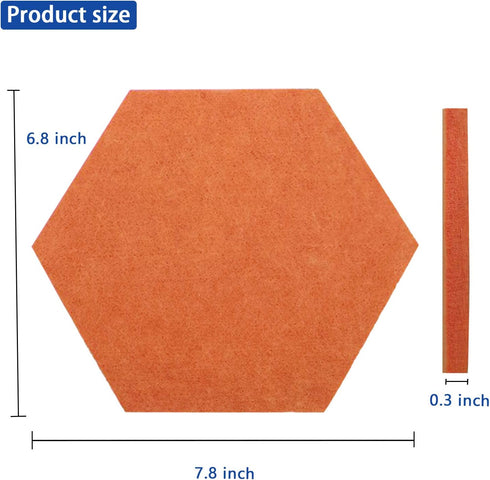 Felt Bulletin Board, Multiple Color Hexagon Pin Board with 50 Push Pins, Memo Board for Home Office Classroom, 6.7 x
