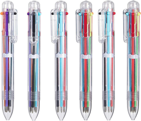 EEOYU 6 Pack Multicolor 0.5mm 6-in-1 Retractable Ballpoint Pens for Office School Supplies, Gift