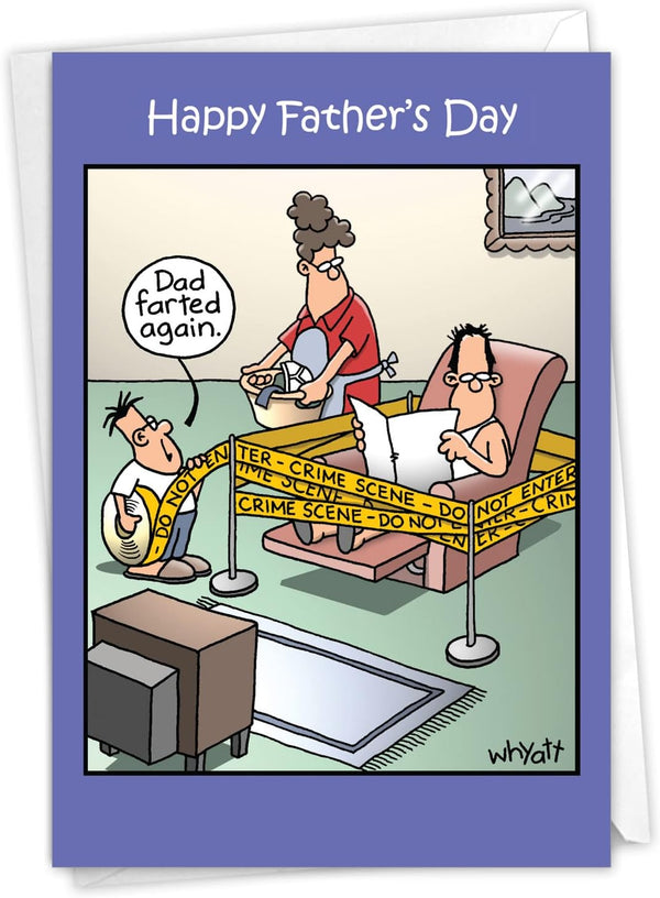 NobleWorks Father's Day Greeting Card, 5 x 7 Inch Envelope, Dad Dad Farted Again, 1 Card