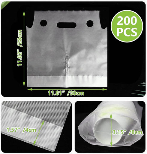 200 Packaging 11 11.8 Inch PCS Handle Drinking Poly Bags, Double Cup Carriers Bag Clear Portable Plastic Bags