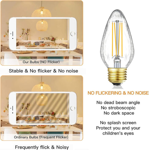 Leools E26 Vintage Edison Bulbs 8W Dimmable LED, Soft White 3000K, 800lm, 6 Pack