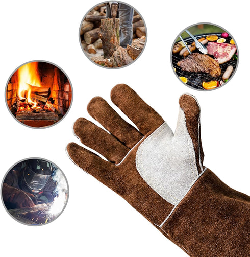 YESWELDER 14-Inch Welding Gloves, Cow Leather Heat/Fire Resistant Mitts for Forge/Mig/Stick Welding