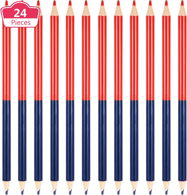 Zhanmai Red and Blue Double Ended Checking Pencils, Erasable Pencils Pre-Sharpened 2 HB for Map Coloring Tests (24