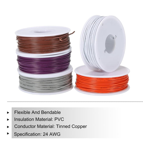 MECCANIXITY 24AWG Wire, 100m (328ft) PVC 1007 Stranded Hookup Wire Tinned Copper for DIY Wiring