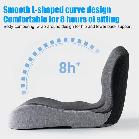 ICZQWURE Orthopedic Cushion for Office Chair & Car - L-Shaped Memory Foam with Lumbar Support, Adjustable Strap
