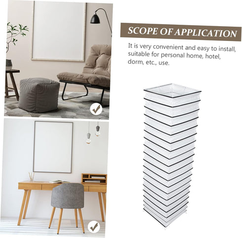 Veemoon Minimalist Vertical Paper Lamp Shade Floor Cover Frame with Black Strips Simple Nordic Style for Bedroom Living