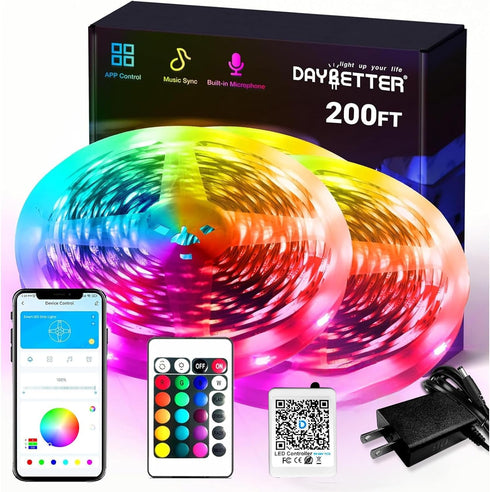 DAYBETTER Smart RGB Led Strip Lights, 200ft Led Lights for Bedroom with