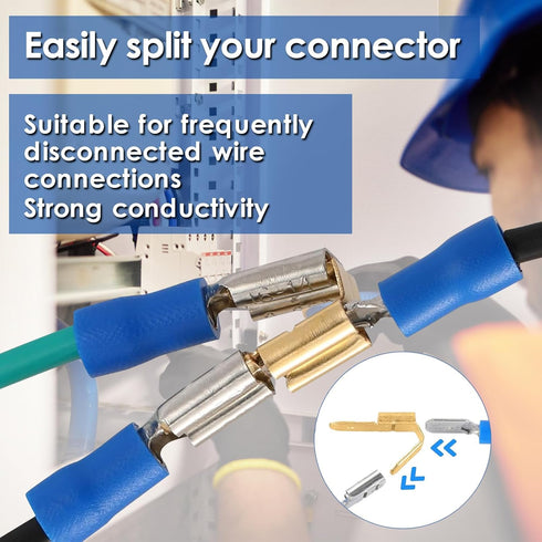 Sumnacon Piggyback Spade Connectors, 60 Pcs Quick Disconnect Double Male Female Adapter for Automotive