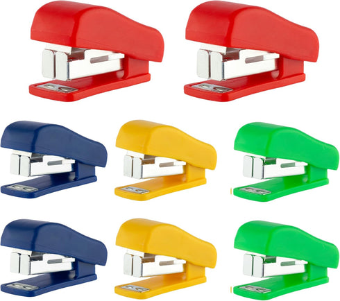 Mini Staplers for Desk - Hand Held Small Staplers Set - Compact Office Stapler, 8 Pcs