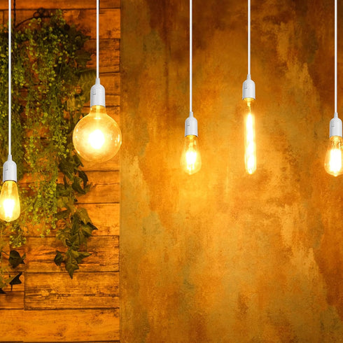 6 Bulb 8.2Ft E26/E27 Pcs Light Socket Extension Hanging Lantern Cord Cable Lamp Cord with Switch Pendant Light Socket