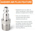 GASHER 1/4-Inch NPT Male Industrial Air Plug, 1/4-Inch High Flow Pneumatic Plugs 300PSI (20-Pack)