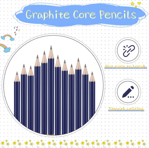 Zonon 24 Pieces Back to School Small Pencils, Half Pencils with Eraser, Easy to Hold Graphite HB Pencils (Navy Blue)