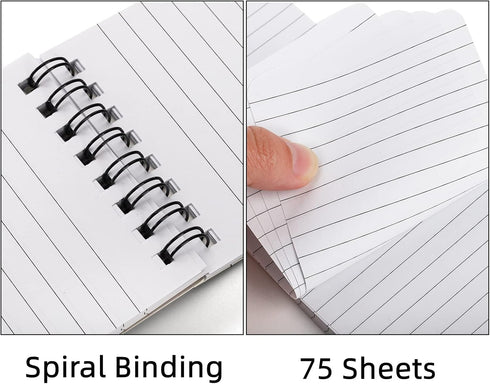 Hacaroa 30 Pack Top Spiral Memo Pads, 3"x5", Lined Pocket Notebook, Mini College Ruled Paper, 75 Sheets, Assorted Colors