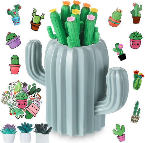Resurhang 68 Pcs Cactus Stationery Set Includes Cactus Pencil Holder 8 Cactus Shaped