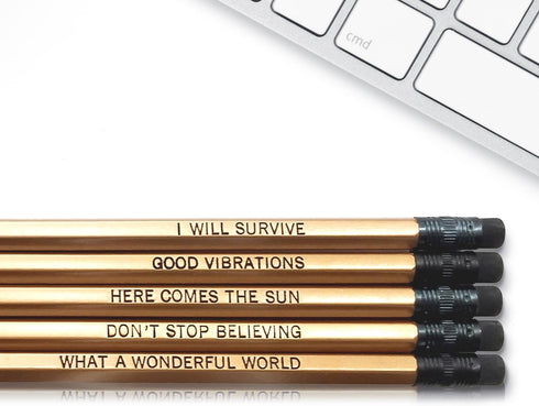 Good Vibes - Inspirational Pencils Engraved with Funny and Motivational Sayings for School