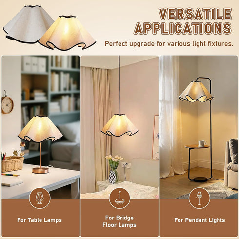 E27, E26 E14 3.5 15 7 inch 1 Pack) Small Scalloped Table Lamp Shades - Petal Lamp Shade for Table Lamps, Floor Lamps
