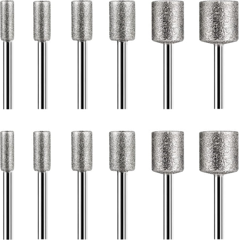 Stone Carving Set Compatible with Dremel, 12PCS Diamond Burr Bits for Stone Rocks Jewelry Glass Ceramics