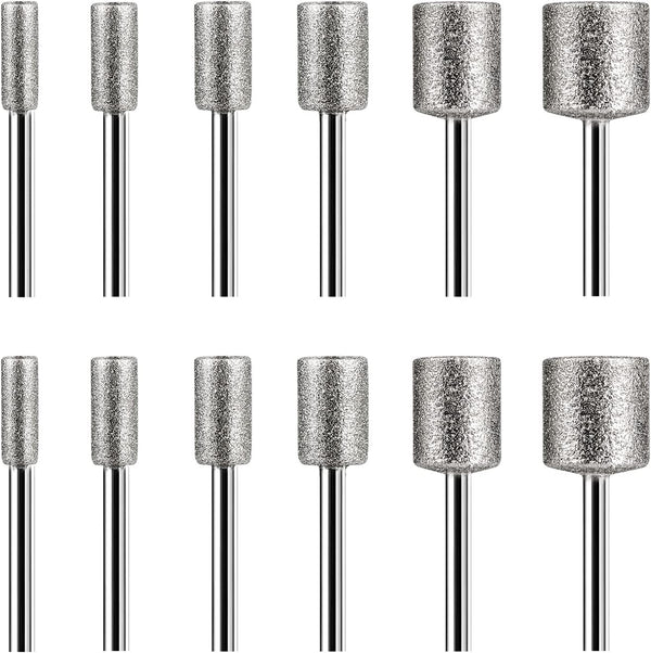 Stone Carving Set Compatible with Dremel, 12PCS Diamond Burr Bits for Stone Rocks Jewelry Glass Ceramics