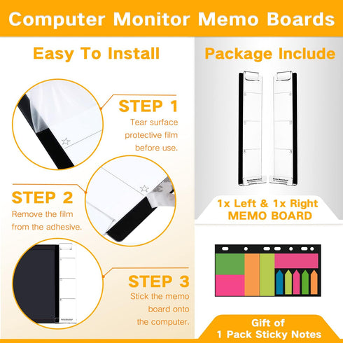 Set of 2 Monitor Memo Boards for Computer, Multifunction Acrylic Screen Message Reminder Pad with Phone Holder