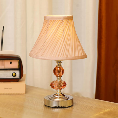 7 7 12 Inch Small Modern Crystal Bedside Table Lamp, x x Electroplaetd Silver Base Table Lamp for Bedrooms and Office
