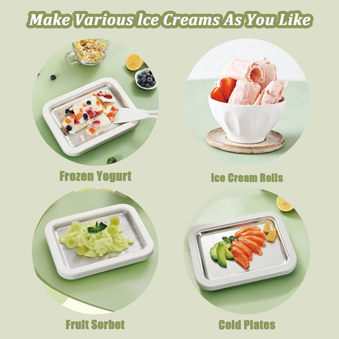 EL EastLane 2 Ice Cream Roller Maker Kit with a Bear Bowl and Scrapers, Instant Rolled Ice Cream Tray Freezy Bake at
