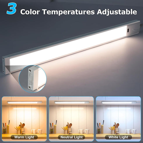 16 Inch 3000K/4000K/6000K Counter Dimmable Closet, (2 Pack) Hand Wave Under Cabinet Lights, Ultra Bright Under