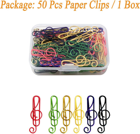 Cute Musical Note Shape Paper Clips, 50 Pcs for Music Enthusiasts, Party Invitations, and Office School Files