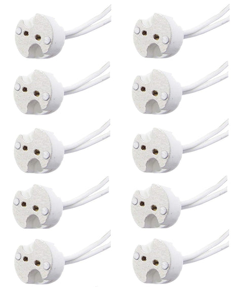 10 Pack Bioluz LED MR16 Socket, GU5.3 Socket, LED Halogen Lamp Ceramic Wire Connector Base Adapter