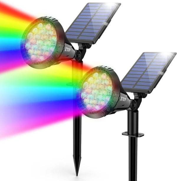 Solar Color Spot Lights Outdoor, 21 LEDs Color Changing Outdoor Lights, IP67