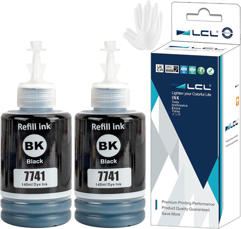 LCL T774 774 Black Ink Refill Bottles Replacement for ET-3600 Printer (2-Pack)