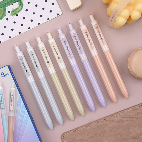 WRITECH Gel Pens Fine Point:0.5mm Silent Retractable Extra Fine Needle Point Smooth Writing Pen Set No Smear Smudge Black Large Ink Click Pen Non Bleed 8ct for Journaling Drawing Sketching Notetaking by WRITECH