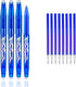 RIANCY Erasable Gel Pens, Blue Pen 0.5mm Fine Point, Pack of 4 Blue Pens + 8 Refills for Smooth Writing