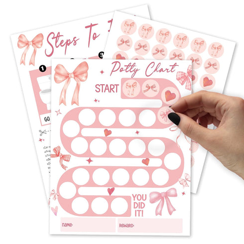 APIILVPQ Potty Training Chart with Reward Stickers, 10 Potty Chart for Toddlers Girls,
