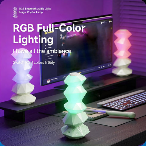 360 ITEFDTUTNE Table Lamp with Bluetooth Speaker, Degree Rotating Wand Bluetooth Customizable Lighting Multicolor