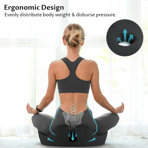 Tailbone Ryoko Seat Cushion, X Large Memory Seat Cushion for Office Chairs, Car Seat, Airplane, Wheelchair, Pressure