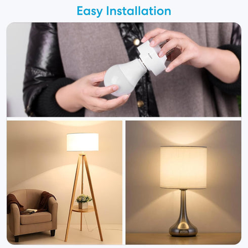Bulb E26 30W LoraTap Smart Wi-Fi LED Light Socket Adapter Lamp Holder Timer, Compatible with Google Assistant and Alexa
