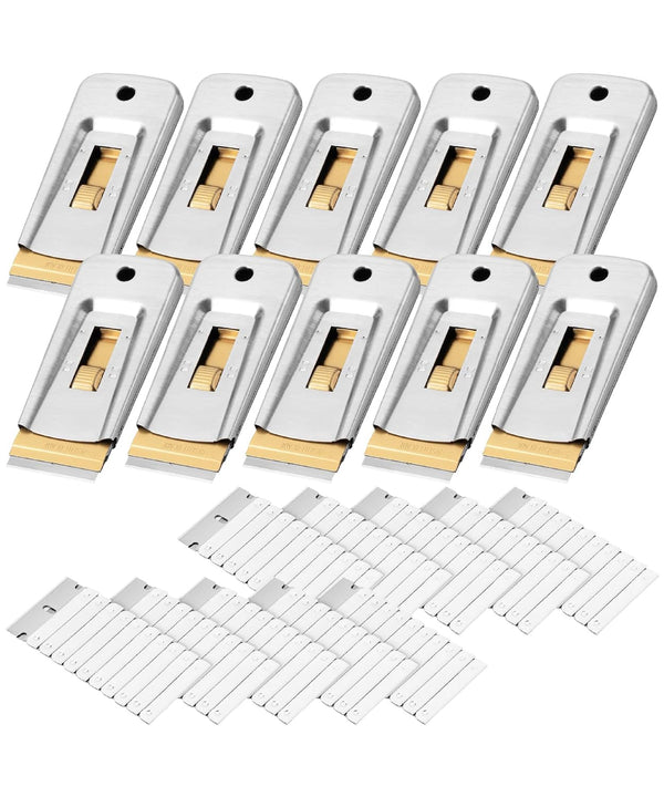 Bates- Metal Razor Blade Scraper Tool, 10 Pack, 100 Extra Blades, Stainless