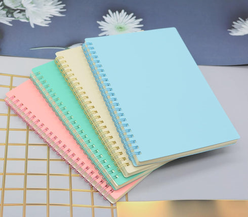 Yansanido Spiral Notebook, 4 Pcs, 8.3 Inch x 5.9 Inch, A5 Thick Plastic Hardcover, 80 Sheets - 160 Pages Journals for