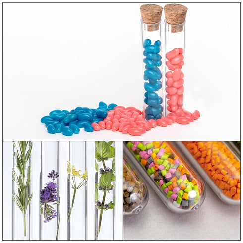 PATIKIL 7ml Plastic Test Tubes with Cork Stoppers, 40Pcs 100x12mm Tubes for Scientific Party Decoration and Lab Use