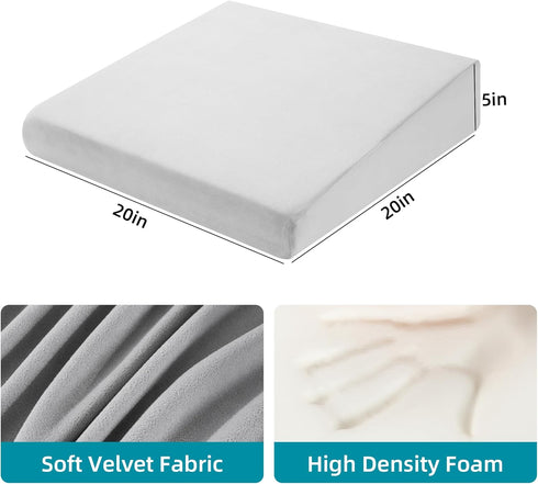 Up,5" 20"x20" HOMBYS Wedge Recliner Seat Cushion for Long Sitting Chair, Cushion for Elderly Esay to Get Thick Large