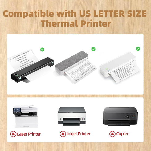 8.5 11, 100 M834, A285M Thermal Printer Paper x HUOJI US Letter Size Inkless Printer Paper, Sheets Thermal Printing