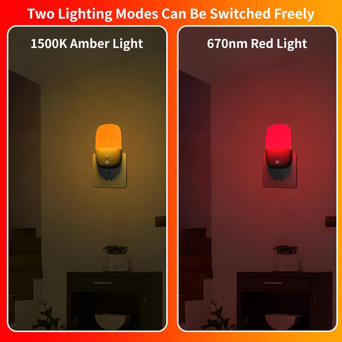 Omndpou 670nm Bulbs Sleep-2 Function,Dimmable Bulbs 2 Pack Red Light Night Light for Color Modes (Red,Yellow)