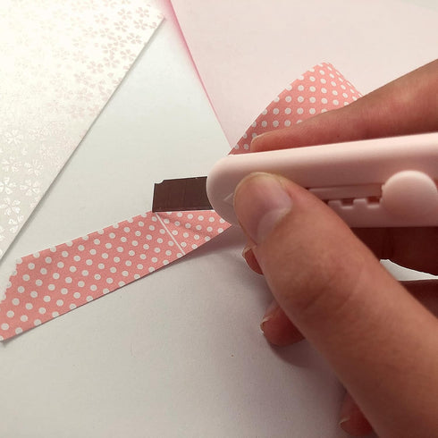 Kawaii Cat Paw Box Cutter, 2 pcs Mini Pocket Knife and Letter Opener for Cat Lovers, White Pink & White