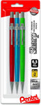 Pentel P205MBP3M1 Sharp Mechanical Drafting Pencil, 0.5 mm, Assorted Metallic Barrels, 3/Pack