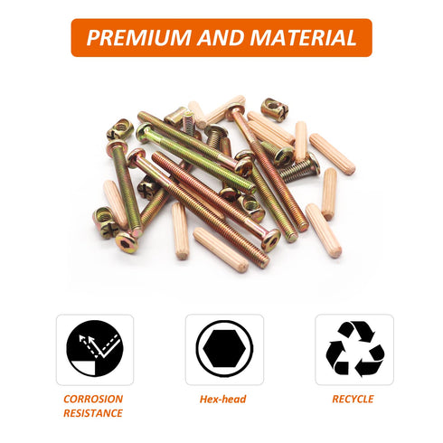 CZXNBI 26 Set Set M6x16/40/50/60/70/80 mm Crib Screws Hardware Replacement Kit - Baby Bed Frame Bolts,Barrel