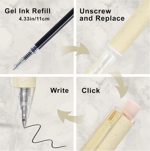 Gel Pens for Note Taking, 12PCS RIANCY Black Ink Fine Point Pen, Quick Dry Ink 0.5mm