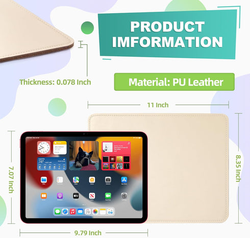 Leather Mouse Pad with Stitched Edge, Micro-Fiber Base, Non-Slip Waterproof, 8x11 Inch, Milky White