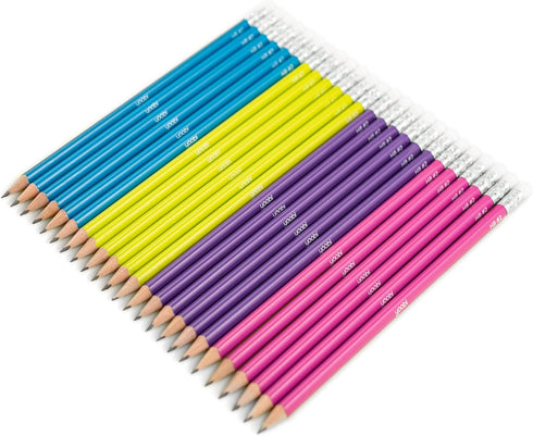 Yoobi No. 2 Pencils, Pre-sharpened in Bright Colors, Pink, Purple, Blue and Yellow Pencils, Fun School Supplies For Kids, Teens and Adults, 24 Pack #2 Pencils by Yoobi