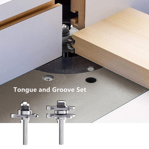 45 1/4 3-Piece Set: Set 45 Degree Lock Miter Router Bit Shank Tongue & Groove Bit + Lock Miter Router Bit, Easy