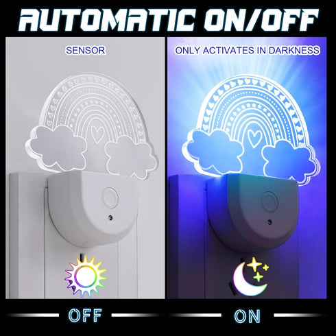 2 8 Rossesay Pcs Rainbow Night Light for Kids Plug into Wall Color Changing Baby Rainbow Night Light with Dusk to Dawn